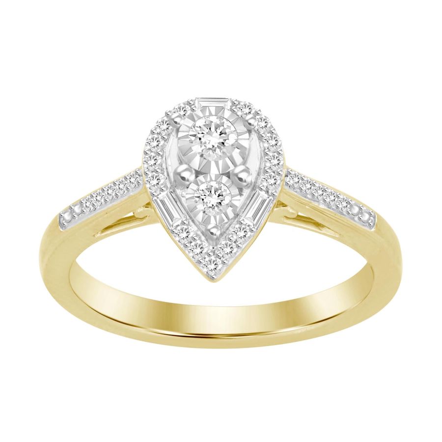 LADIES RING 0.25CT ROUND/BAGUETTE DIAMOND 10K YELLOW GOLD 1 LADIES RING 0.25CT ROUND/BAGUETTE DIAMOND 10K YELLOW GOLD - Image 1