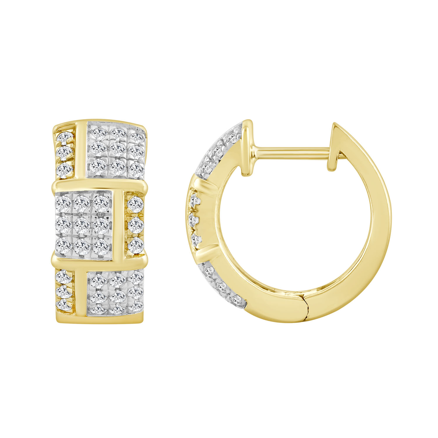 MEN'S HOOPS EARRINGS 0.50CT ROUND DIAMOND 10K YELLOW GOLD 1 MEN'S HOOPS EARRINGS 0.50CT ROUND DIAMOND 10K YELLOW GOLD - Image 1