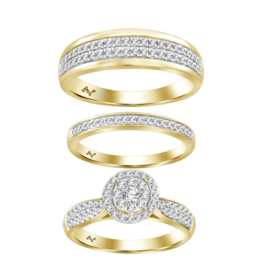 LADIES TRIO SET 1.00CT ROUND DIAMOND 10K YELLOW GOLD 1 LADIES TRIO SET 1.00CT ROUND DIAMOND 10K YELLOW GOLD - Image 1