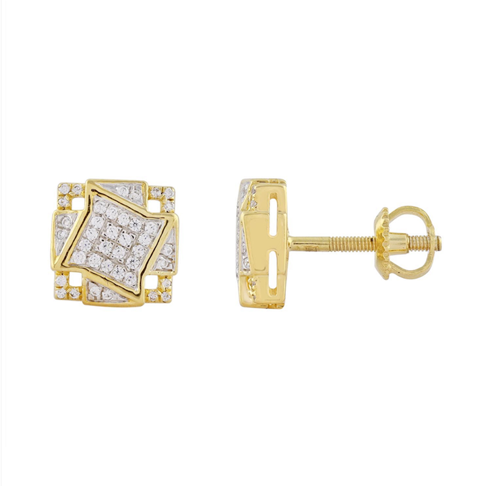 MEN'S EARRINGS 0.25CT ROUND DIAMOND 10K YELLOW GOLD 1 MEN'S EARRINGS 0.25CT ROUND DIAMOND 10K YELLOW GOLD - Image 1