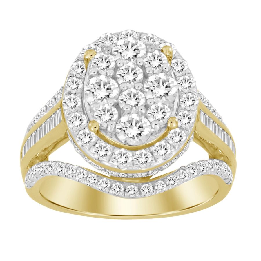 LADIES RING 2.00CT ROUND/BAGUETTE DIAMOND 10K YELLOW GOLD 1 LADIES RING 2.00CT ROUND/BAGUETTE DIAMOND 10K YELLOW GOLD - Image 1