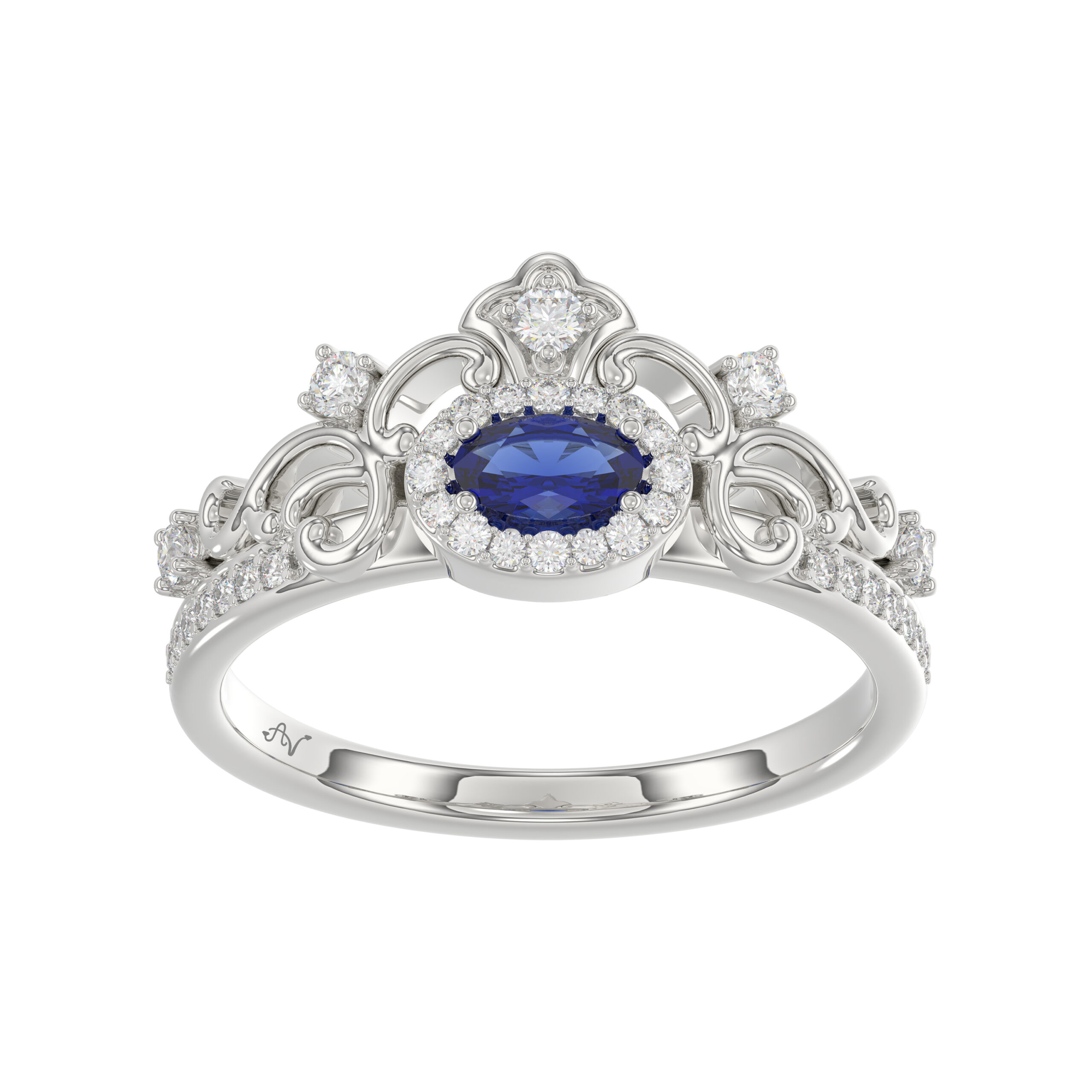 14K White Gold 0.45Ct Blue Sapphire & Round Diamond Engagement Ring For Women Oval Natural Sapphire Fashion Ring (Oval Blue Sapphire 0.30Ct) 1 14K White Gold 0.45Ct Blue Sapphire & Round Diamond Engagement Ring For Women Oval Natural Sapphire Fashion Ring (Oval Blue Sapphire 0.30Ct) - Image 1