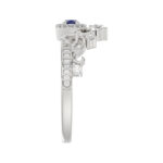 14K White Gold 0.45Ct Blue Sapphire & Round Diamond Engagement Ring For Women Oval Natural Sapphire Fashion Ring (Oval Blue Sapphire 0.30Ct) - Image 3