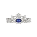 14K White Gold 0.45Ct Blue Sapphire & Round Diamond Engagement Ring For Women Oval Natural Sapphire Fashion Ring (Oval Blue Sapphire 0.30Ct) - Image 5