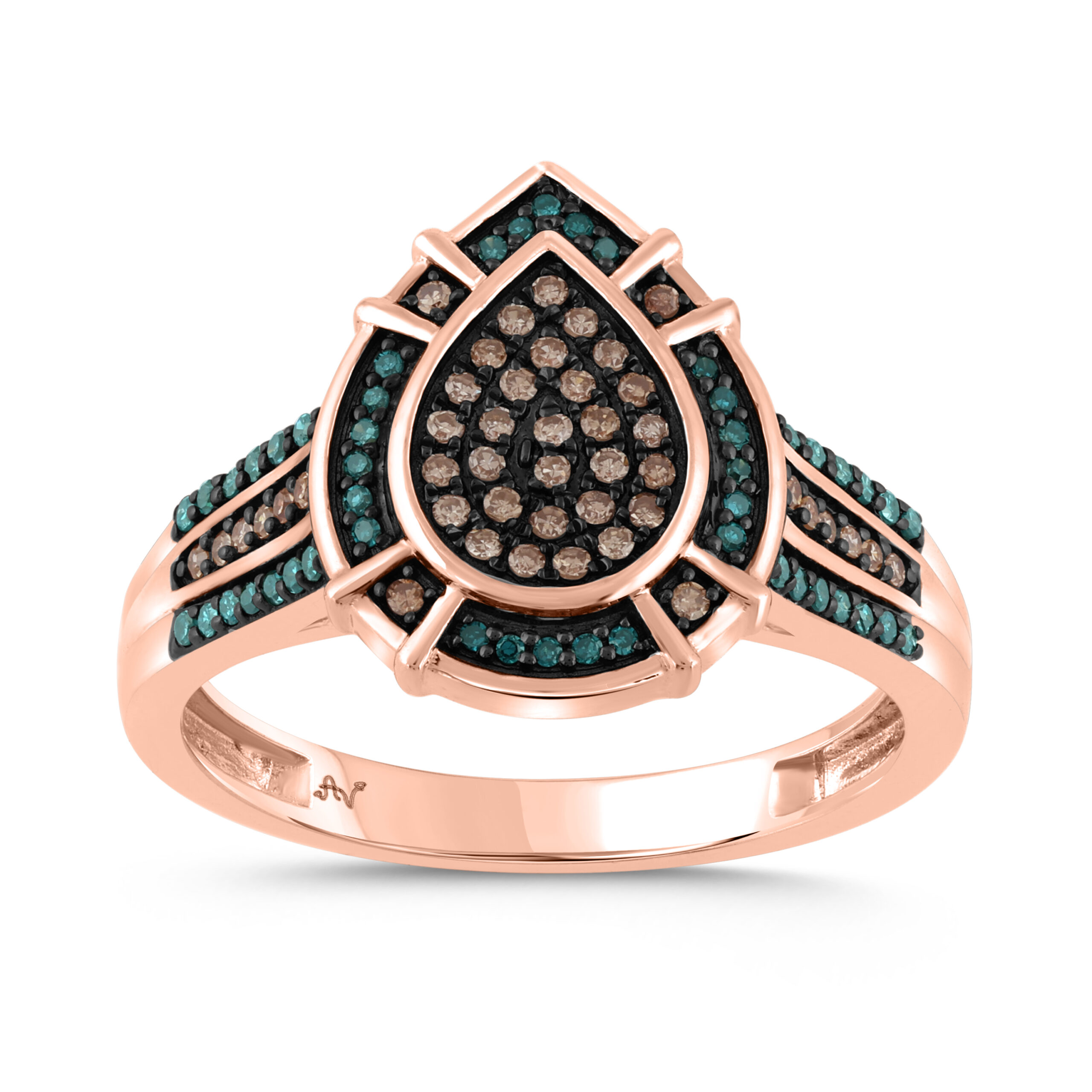 LADIES RING 0.30CT DARK BROWN/BLUE DIAMOND 14K ROSE GOLD 1 LADIES RING 0.30CT DARK BROWN/BLUE DIAMOND 14K ROSE GOLD - Image 1