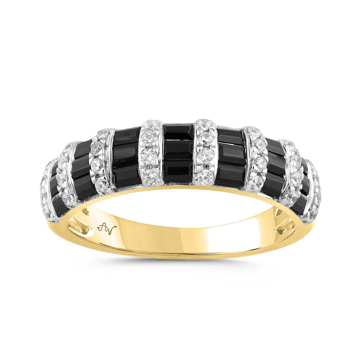 LADIES BAND 1.00CT ROUND/BLACK/BAGUETTE DIAMOND 14K YELLOW GOLD 1 LADIES BAND 1.00CT ROUND/BLACK/BAGUETTE DIAMOND 14K YELLOW GOLD - Image 1
