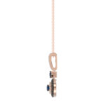 Luxury 14K Rose Gold Ladies Pendant With Chain Featuring Blue And Dark Brown & Round Diamonds. 0.50 Ct Elegant Jewelry Piece Perfect For Gifting. - Image 2