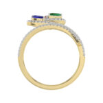 Elegant Multi-Stone 14K Yellow Gold 0.75Ct Ladies Ring With Ruby, Sapphire, Emerald, And Marquise Diamonds. A Classic And Colorful Luxury Jewelry Piec - Image 2