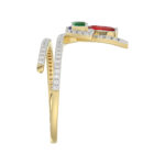 Elegant Multi-Stone 14K Yellow Gold 0.75Ct Ladies Ring With Ruby, Sapphire, Emerald, And Marquise Diamonds. A Classic And Colorful Luxury Jewelry Piec - Image 3