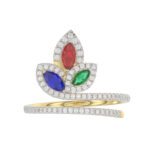 Elegant Multi-Stone 14K Yellow Gold 0.75Ct Ladies Ring With Ruby, Sapphire, Emerald, And Marquise Diamonds. A Classic And Colorful Luxury Jewelry Piec - Image 5