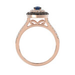 Elegant 14K Rose Gold Fashion Ring Featuring 0.55 Ct Round Diamonds In Blue And Dark Brown Tones. A Bold And Modern Fine Jewelry Piece For Women. - Image 2