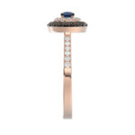 Elegant 14K Rose Gold Fashion Ring Featuring 0.55 Ct Round Diamonds In Blue And Dark Brown Tones. A Bold And Modern Fine Jewelry Piece For Women. - Image 3