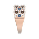 14K Rose Gold 1.00Ct Round Blue & Dark Brown Diamond Ladies Band Multi Color Fine Jewelry - Image 3