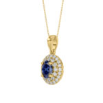 Elegant 14K Yellow Gold Ladies Pendant Featuring Oval Sapphire And Round Diamond Accents 1.16Ct Includes Chain For A Complete Luxury Look. - Image 3