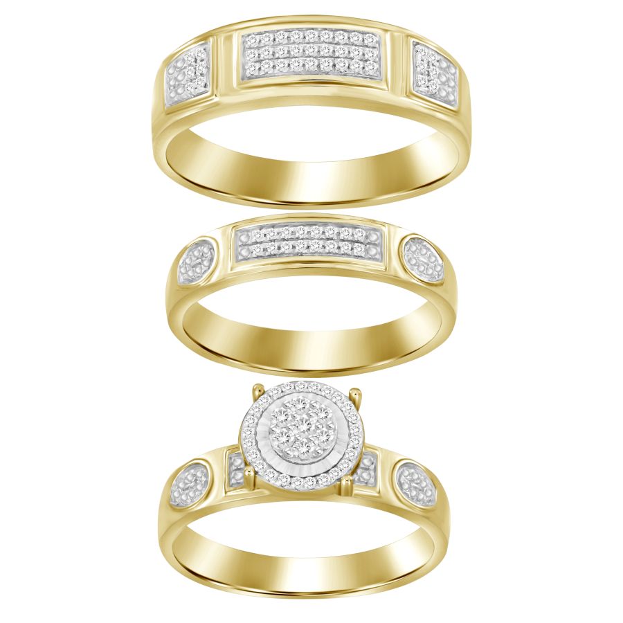 LADIES TRIOS SET 0.25CT ROUND DIAMOND 10K YELLOW GOLD 1 LADIES TRIOS SET 0.25CT ROUND DIAMOND 10K YELLOW GOLD - Image 1