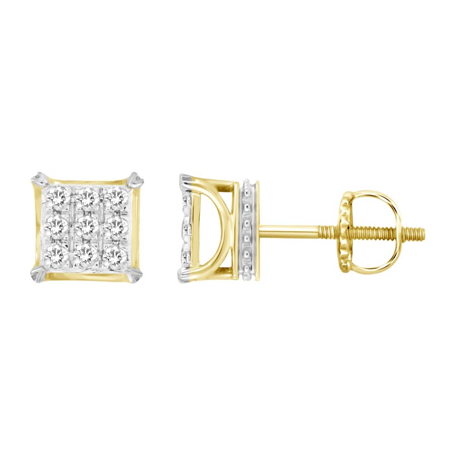 EARRINGS 0.25CT ROUND DIAMOND 10K YELLOW GOLD 1 EARRINGS 0.25CT ROUND DIAMOND 10K YELLOW GOLD - Image 1