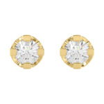 Elegant 14K Yellow Gold Diamond Solitaire Earrings 0.15CT Round Diamond Jewelry For Women