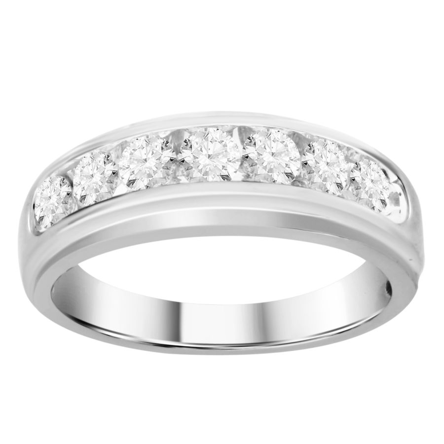 MEN'S BAND 1.00CT ROUND DIAMOND 14K WHITE GOLD 1 MEN'S BAND 1.00CT ROUND DIAMOND 14K WHITE GOLD - Image 1