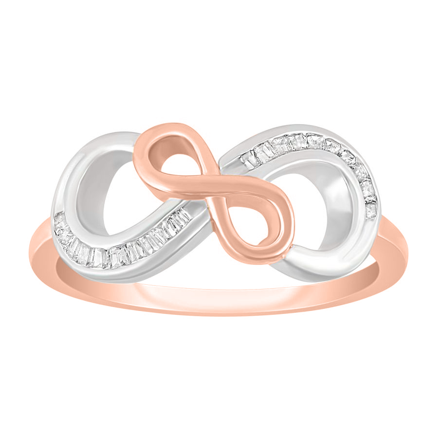 LADIES RING 0.10CT BAGUETTE DIAMOND 10K WHITE/ROSE GOLD 1 LADIES RING 0.10CT BAGUETTE DIAMOND 10K WHITE/ROSE GOLD - Image 1